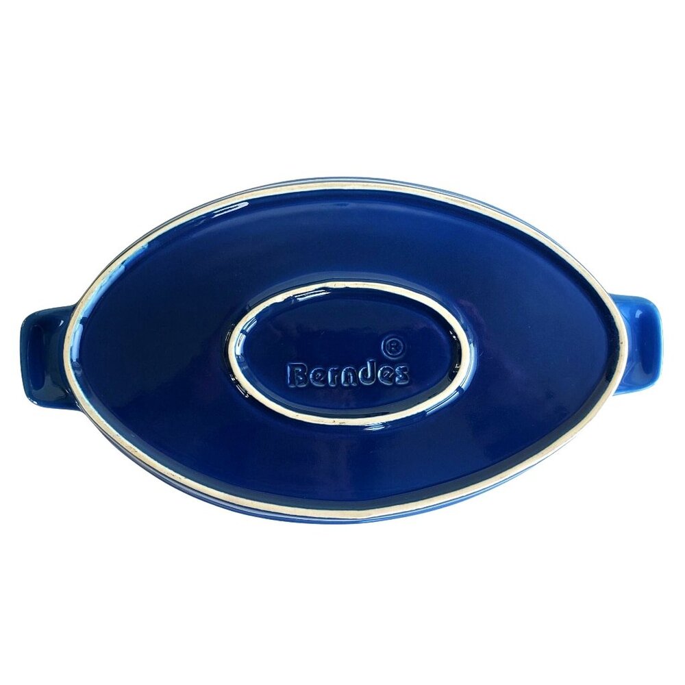 Berndes Blue Stoneware Oval Gratin Baking Dish 11.5" Handles Made in Germany - Picture 4 of 11